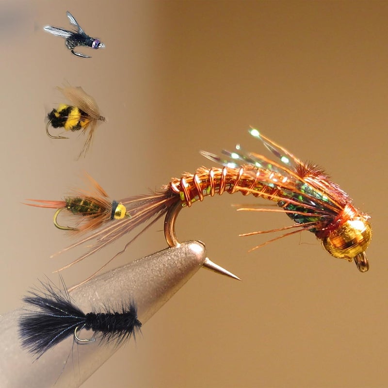 CTrowelpro Fly Fishing Flies Assortment Kit with Fly Box, 100PCS Dry/Wet Tenkara Flies, Streamers, Nymph, Popper for Trout Salmon Bass Steelhead Fly Fishing Kit - Image 5